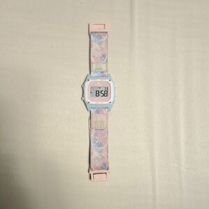 Pastel Digital Watch with Tie-Dye Strap
